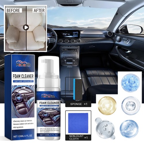 Homonth Car Multi-purpose Foam Cleaner Powerful Stain Remover Headliner Seat Car Upholstery Cleaner 120ml